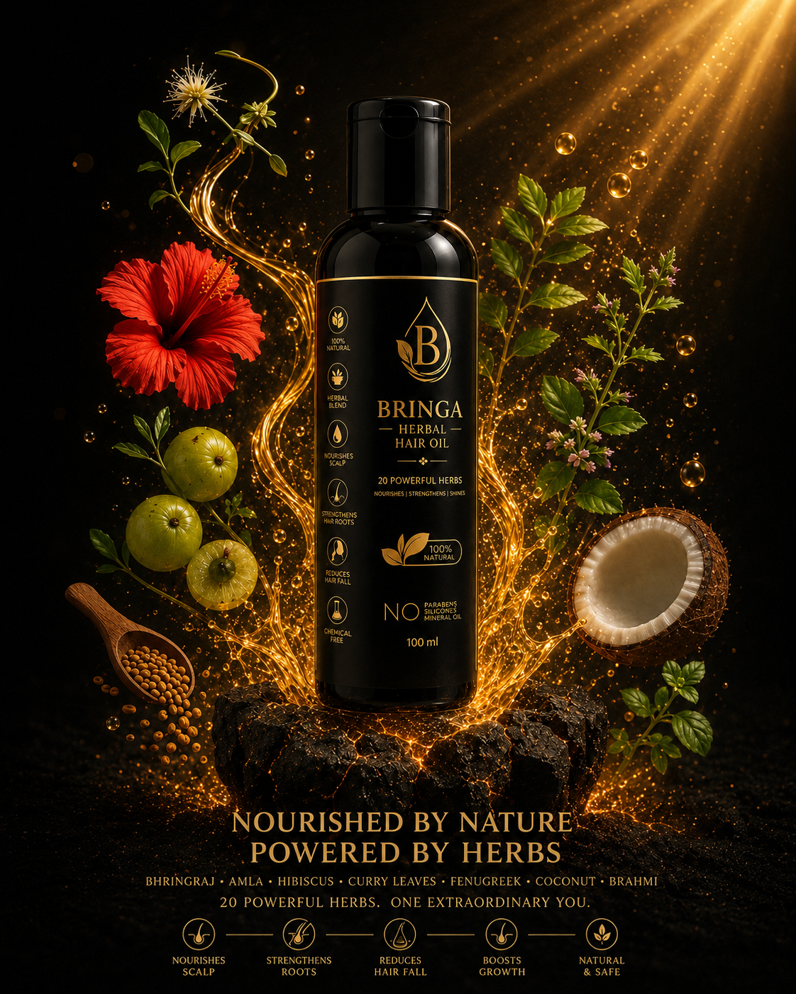 Bringa Herbal Hair Oil | 100% Natural Herbal Hair Oil | 100ml